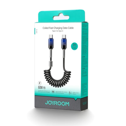 JOYROOM S-A43 60W USB-C / Type-C to USB-C / Type-C Coiled Fast Charging Data Cable, Length:1.5m(Black) - USB-C & Type-C Cable by JOYROOM | Online Shopping UK | buy2fix