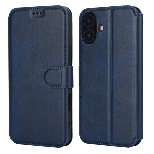 For iPhone 16 Plus Shockproof PU + TPU Leather Phone Case(Blue) - iPhone 16 Plus Cases by buy2fix | Online Shopping UK | buy2fix