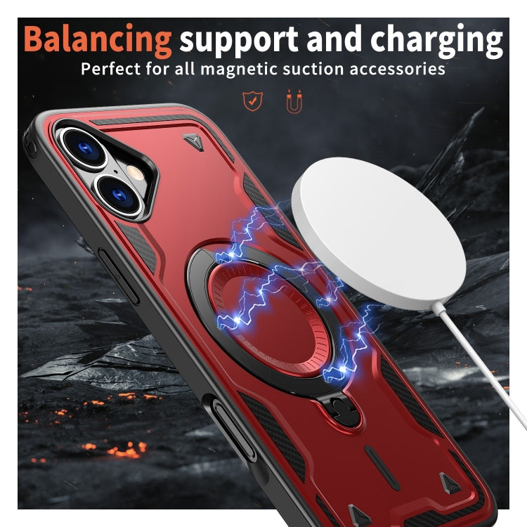 For iPhone 16 Plus PC Hybrid TPU Armor MagSafe Holder Phone Case(Red) - iPhone 16 Plus Cases by buy2fix | Online Shopping UK | buy2fix