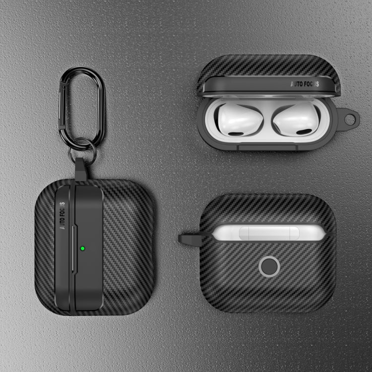 For AirPods 4 Carbon Fiber Texture Bluetooth Earphone Protective Case(Black) - For AirPods 4 by buy2fix | Online Shopping UK | buy2fix