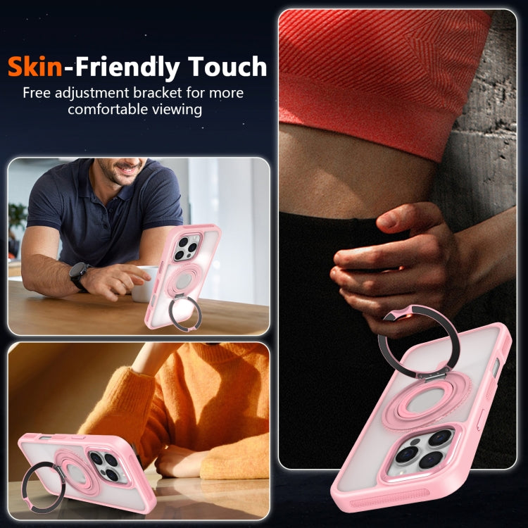 For iPhone 16 Pro Skin Feel Transparent 360 Degree Rotating Silicone Ring Holder Phone Case(Purple) - iPhone 16 Pro Cases by buy2fix | Online Shopping UK | buy2fix