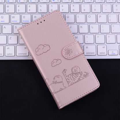 For iPhone 16 Plus Cute Cats RFID Leather Phone Case(Rose Gold) - iPhone 16 Plus Cases by buy2fix | Online Shopping UK | buy2fix