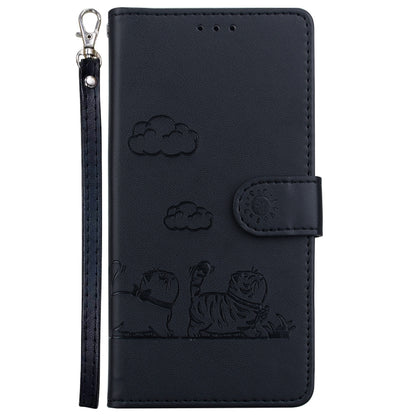 For Samsung Galaxy S25 5G Cute Cats RFID Leather Phone Case(Black) - Galaxy S25 5G Cases by buy2fix | Online Shopping UK | buy2fix