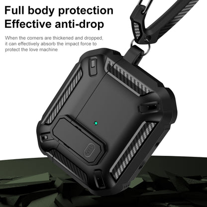 For AirPods 4 Shield Shockproof Earphone Protective Case with Hook(Grey Black) - For AirPods 4 by buy2fix | Online Shopping UK | buy2fix