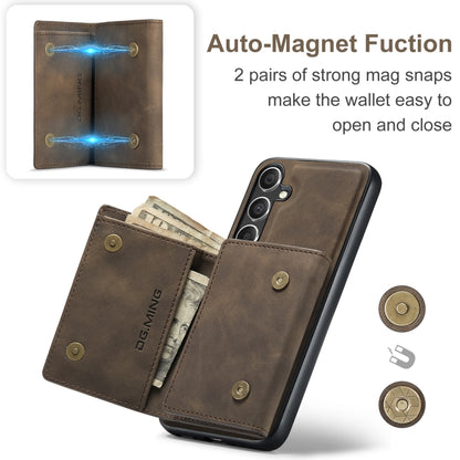 For Samsung Galaxy S24 FE 5G DG.MING M1 Series 3-Fold Multi Card Wallet + Magnetic Phone Case(Coffee) - Galaxy S24 FE 5G Cases by DG.MING | Online Shopping UK | buy2fix