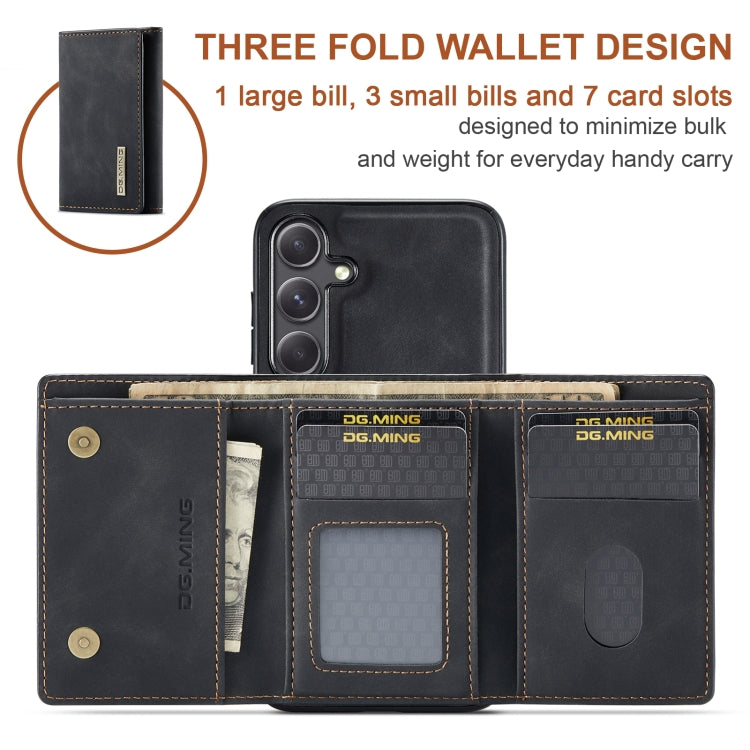 For Samsung Galaxy S24 FE 5G DG.MING M1 Series 3-Fold Multi Card Wallet + Magnetic Phone Case(Black) - Galaxy S24 FE 5G Cases by DG.MING | Online Shopping UK | buy2fix