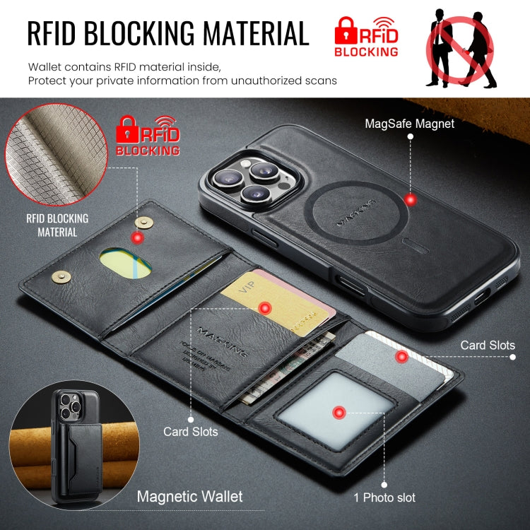 For iPhone 16 Pro DG.MING MAGKING-K2 Series MagSafe RFID Card Bag Detachable Phone Case(Black) - iPhone 16 Pro Cases by DG.MING | Online Shopping UK | buy2fix