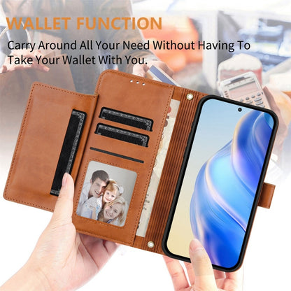 For Motorola Moto G Play 4G 2024 Global Multi-Card Slots Zipper Wallet Leather Phone Case(Brown) - Motorola Cases by buy2fix | Online Shopping UK | buy2fix