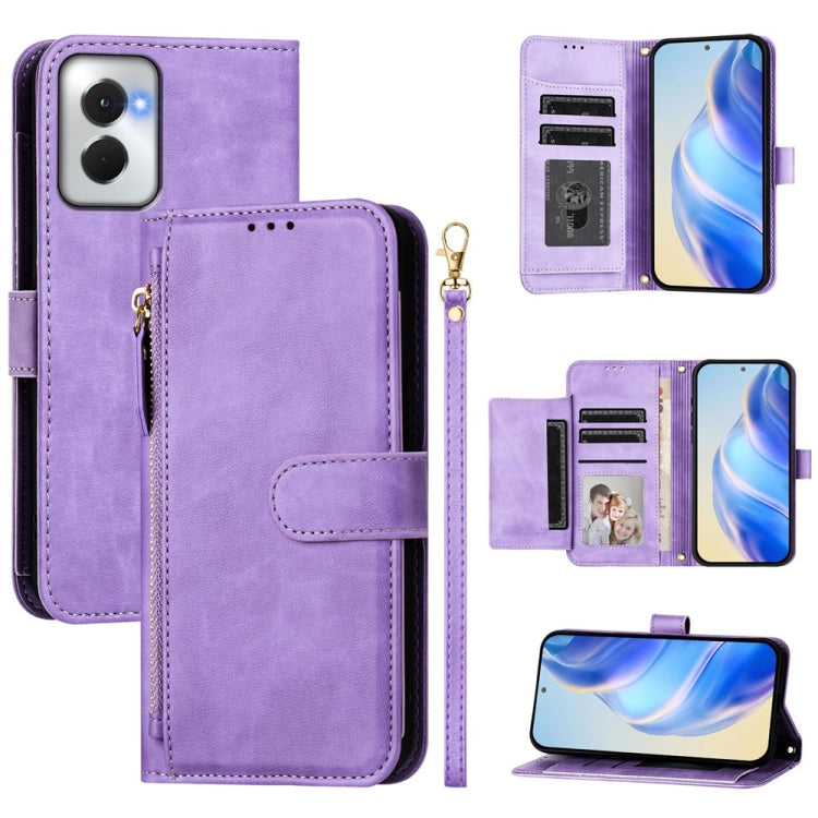 For Motorola Moto G Power 5G 2024 Multi-Card Slots Zipper Wallet Leather Phone Case(Purple) - Motorola Cases by buy2fix | Online Shopping UK | buy2fix