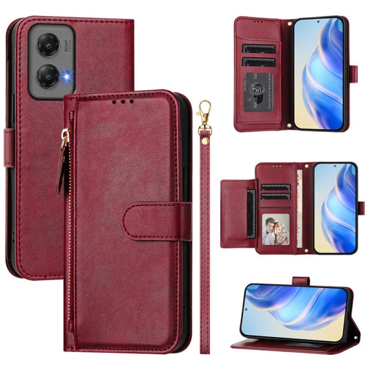 For Motorola Moto G Stylus 5G 2024 Multi-Card Slots Zipper Wallet Leather Phone Case(Dark Red) - Motorola Cases by buy2fix | Online Shopping UK | buy2fix