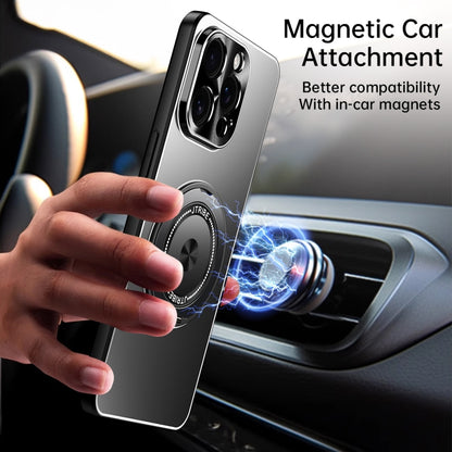 For iPhone 16 Rotating Holder Frosted Metal Phone Case(Blue) - iPhone 16 Cases by buy2fix | Online Shopping UK | buy2fix