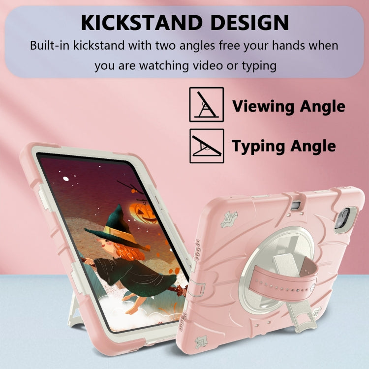 For iPad Pro 11 2024 Bat Hand Grip Turntable Stand Tablet Case(Pink White) - iPad Pro 11 2024 Cases by buy2fix | Online Shopping UK | buy2fix