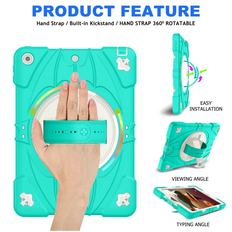 For iPad 9.7 2018 / 2017 / Air 2 Bat Hand Grip Turntable Stand Tablet Case(Mint Green White) - iPad 9.7 (2018) & (2017) Cases by buy2fix | Online Shopping UK | buy2fix