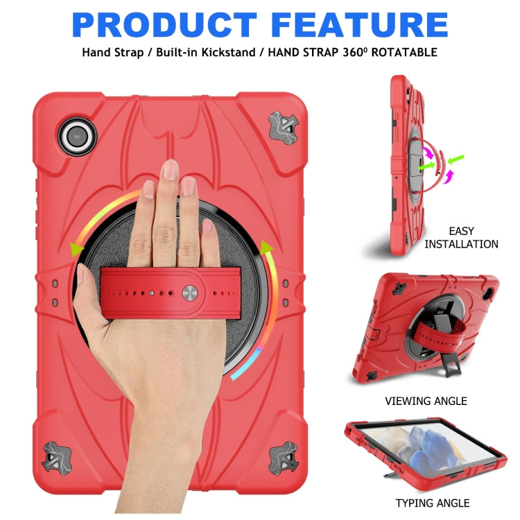 For Samsung Galaxy Tab A8 Bat Hand Grip Turntable Stand Tablet Case(Red Black) - Other Galaxy Tab PC by buy2fix | Online Shopping UK | buy2fix