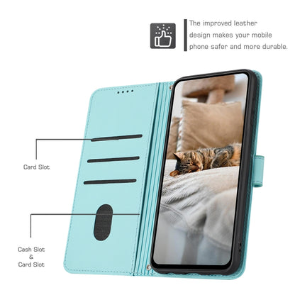 For Motorola Moto G Stylus 5G 2024 Embossed Kitten Phone Leather Case with Lanyard(Mint Green) - Motorola Cases by buy2fix | Online Shopping UK | buy2fix