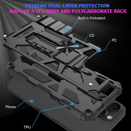 For iPhone 16 Pro Max Armor Shockproof TPU Hybrid PC Magnetic Phone Case with Holder(Rose Gold) - iPhone 16 Pro Max Cases by buy2fix | Online Shopping UK | buy2fix