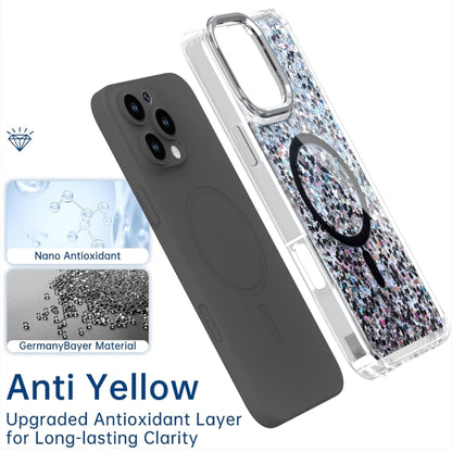 For iPhone 16 Epoxy Glitter MagSafe Magnetic TPU Phone Case(Black) - iPhone 16 Cases by buy2fix | Online Shopping UK | buy2fix