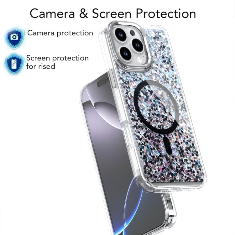 For iPhone 16 Plus Epoxy Glitter MagSafe Magnetic TPU Phone Case(Blue) - iPhone 16 Plus Cases by buy2fix | Online Shopping UK | buy2fix