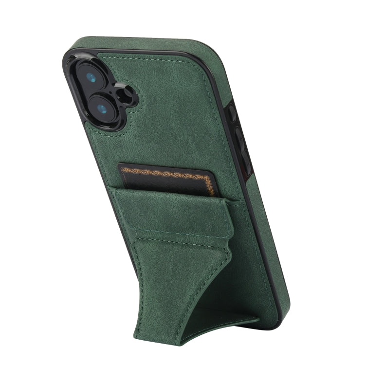 For iPhone 16 Ultra-thin Shockproof Phone Protective Case with Holder(Green) - iPhone 16 Cases by buy2fix | Online Shopping UK | buy2fix