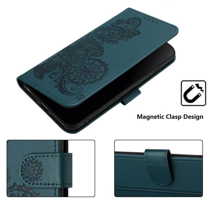 For Samsung Galaxy S25 5G Datura Flower Embossed Flip Leather Phone Case(Dark Green) - Galaxy S25 5G Cases by buy2fix | Online Shopping UK | buy2fix