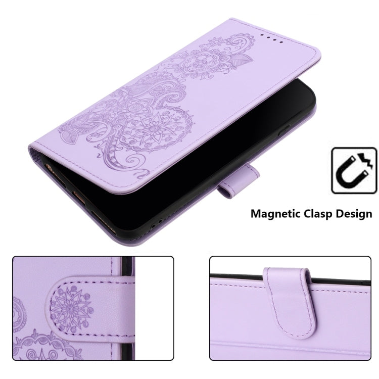 For Samsung Galaxy S25 5G Datura Flower Embossed Flip Leather Phone Case(Purple) - Galaxy S25 5G Cases by buy2fix | Online Shopping UK | buy2fix