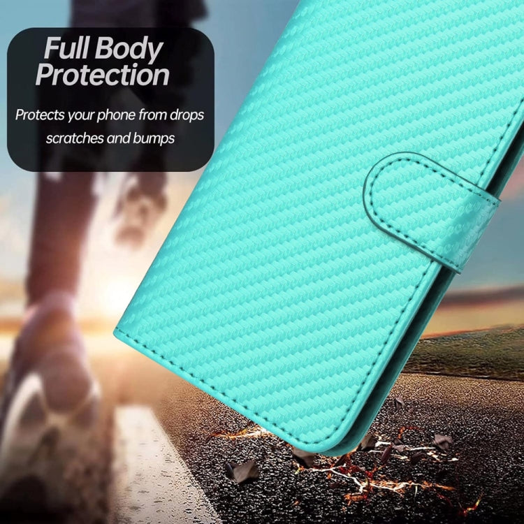 For Samsung Galaxy S25+ 5G YX0070 Carbon Fiber Buckle Leather Phone Case with Lanyard(Light Blue) - Galaxy S25+ 5G Cases by buy2fix | Online Shopping UK | buy2fix