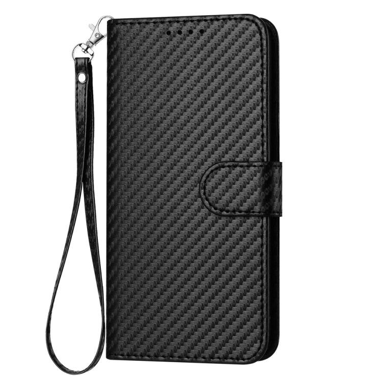 For Samsung Galaxy S25+ 5G YX0070 Carbon Fiber Buckle Leather Phone Case with Lanyard(Black) - Galaxy S25+ 5G Cases by buy2fix | Online Shopping UK | buy2fix