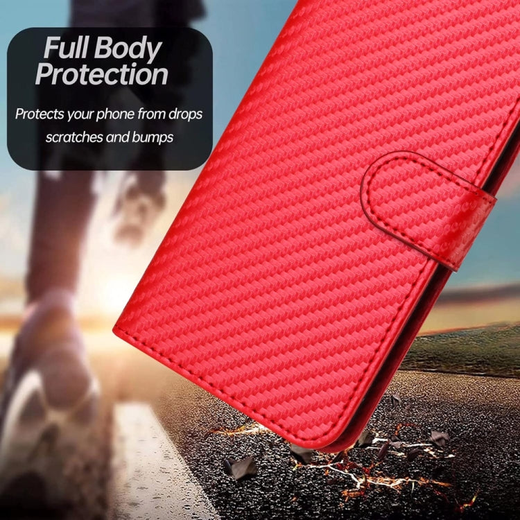 For Samsung Galaxy S25 Ultra 5G YX0070 Carbon Fiber Buckle Leather Phone Case with Lanyard(Red) - Galaxy S25 Ultra 5G Cases by buy2fix | Online Shopping UK | buy2fix