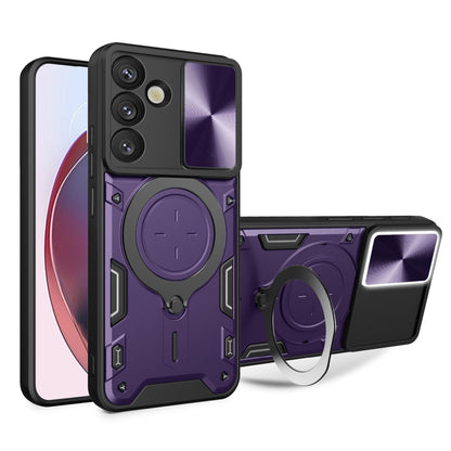 For Samsung Galaxy S25+ 5G CD Texture Sliding Camshield Magnetic Holder Phone Case(Purple) - Galaxy S25+ 5G Cases by buy2fix | Online Shopping UK | buy2fix