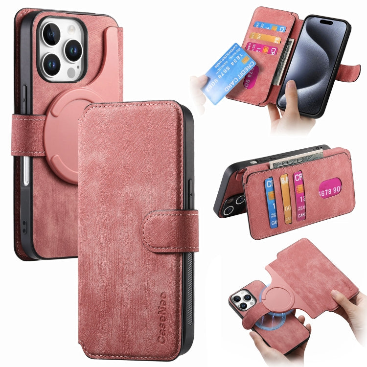 For iPhone 16 Pro Max CaseNeo MagSafe RFID Anti-theft Retro Leather Phone Case(Pink) - iPhone 16 Pro Max Cases by CaseNeo | Online Shopping UK | buy2fix