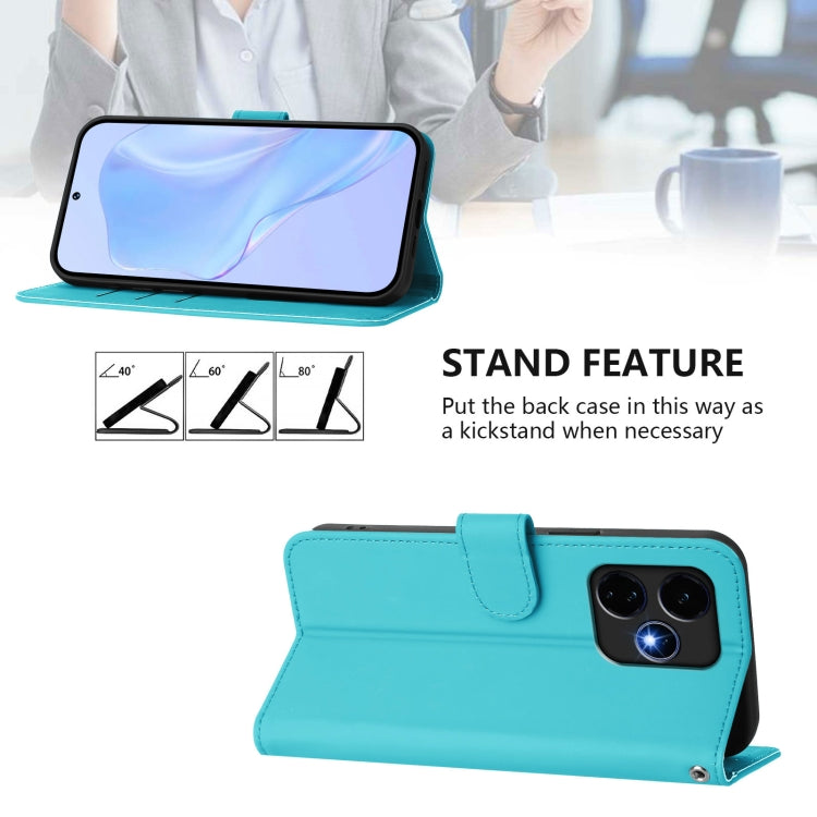 For Boost MobIle Celero 5G+ 2024 / 3+ 5G Skin Feel Solid Color Leather Phone Case with Lanyard(Lake Blue) - More Brand by buy2fix | Online Shopping UK | buy2fix