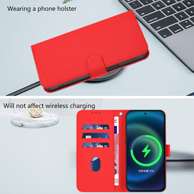 For iPhone 16 Pro Max Skin Feel Solid Color Leather Phone Case with Lanyard(Red) - iPhone 16 Pro Max Cases by buy2fix | Online Shopping UK | buy2fix