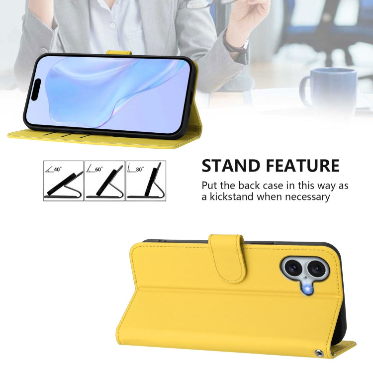 For iPhone 16 Plus Skin Feel Solid Color Leather Phone Case with Lanyard(Lemon Yellow) - iPhone 16 Plus Cases by buy2fix | Online Shopping UK | buy2fix