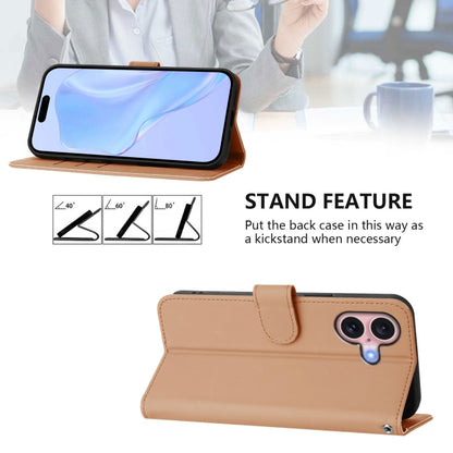 For iPhone 16 Skin Feel Solid Color Leather Phone Case with Lanyard(Nude) - iPhone 16 Cases by buy2fix | Online Shopping UK | buy2fix