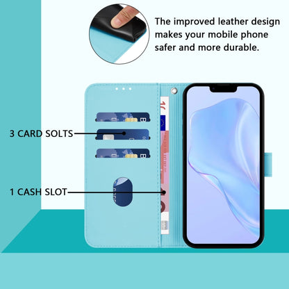 For iPhone 16 Skin Feel Solid Color Leather Phone Case with Lanyard(Sky Blue) - iPhone 16 Cases by buy2fix | Online Shopping UK | buy2fix