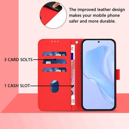 For Tecno Spark Go 2024 4G Skin Feel Solid Color Leather Phone Case with Lanyard(Red) - Tecno Cases by buy2fix | Online Shopping UK | buy2fix