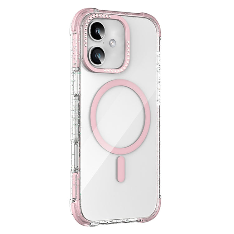 For iPhone 16 Mutural Blink Series Glitter Edge MagSafe Magnetic Phone Case(Pink) - iPhone 16 Cases by Mutural | Online Shopping UK | buy2fix