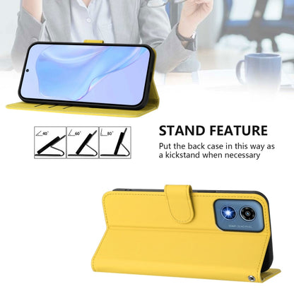 For Motorola Moto G Play 5G 2024 Global Skin Feel Solid Color Leather Phone Case with Lanyard(Lemon Yellow) - Motorola Cases by buy2fix | Online Shopping UK | buy2fix