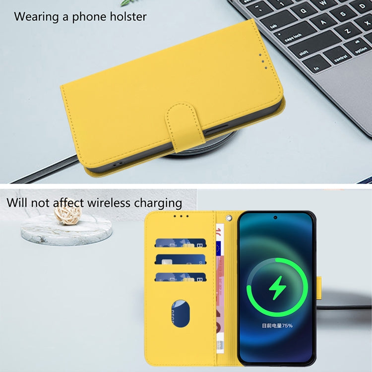 For Motorola Moto G Play 5G 2024 Global Skin Feel Solid Color Leather Phone Case with Lanyard(Lemon Yellow) - Motorola Cases by buy2fix | Online Shopping UK | buy2fix