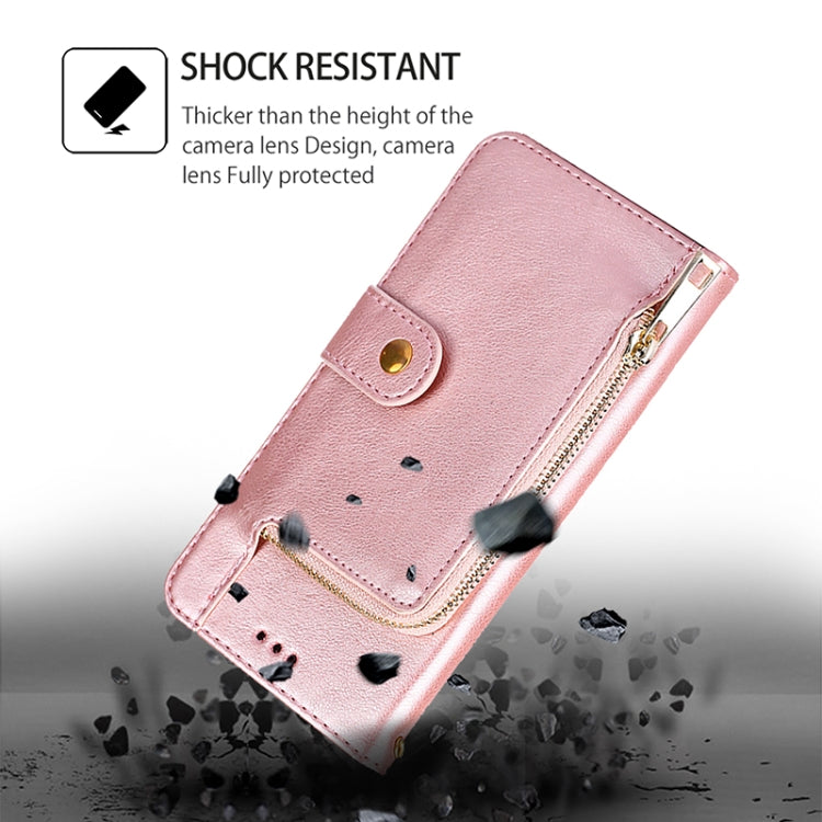 For iPhone 16 Zipper Bag Leather Phone Case(Rose Gold) - iPhone 16 Cases by buy2fix | Online Shopping UK | buy2fix