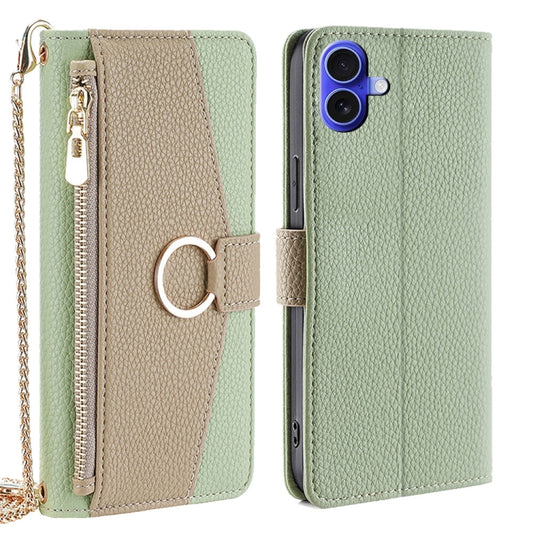 For iPhone 16 Crossbody Litchi Texture Leather Phone Case(Green) - iPhone 16 Cases by buy2fix | Online Shopping UK | buy2fix