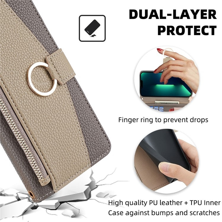 For iPhone 16 Pro Crossbody Litchi Texture Leather Phone Case(Grey) - iPhone 16 Pro Cases by buy2fix | Online Shopping UK | buy2fix