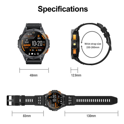 LEMFO K67 1.43 inch AMOLED Screen GPS Sports Smart Watch, Support Bluetooth Call / Health Monitoring(Silver Orange) - Smart Watches by LEMFO | Online Shopping UK | buy2fix