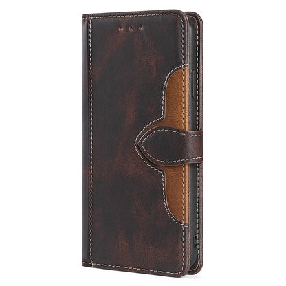 For iPhone 16 Pro Skin Feel Magnetic Buckle Leather Phone Case(Brown) - iPhone 16 Pro Cases by buy2fix | Online Shopping UK | buy2fix