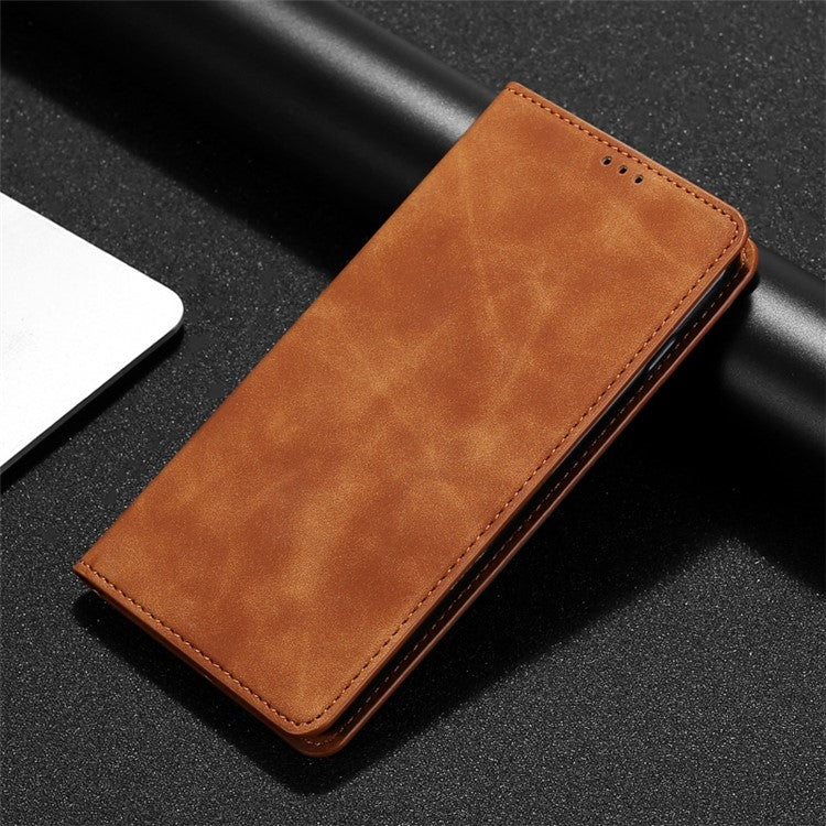 For iPhone 16 Plus Skin Feel Magnetic Leather Phone Case(Light Brown) - iPhone 16 Plus Cases by buy2fix | Online Shopping UK | buy2fix