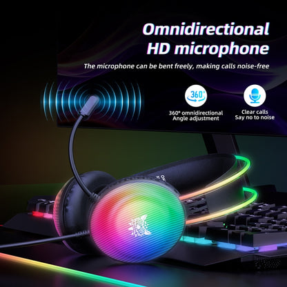 ONIKUMA X29 Head-mounted RGB Light Wired Gaming Headset, Cable Length: 2.2m(Black) - Multimedia Headset by ONIKUMA | Online Shopping UK | buy2fix