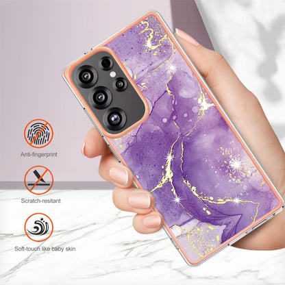 For Samsung Galaxy S25 Ultra 5G Electroplating Marble Pattern Dual-side IMD TPU Shockproof Phone Case(Purple 002) - Galaxy S25 Ultra 5G Cases by buy2fix | Online Shopping UK | buy2fix