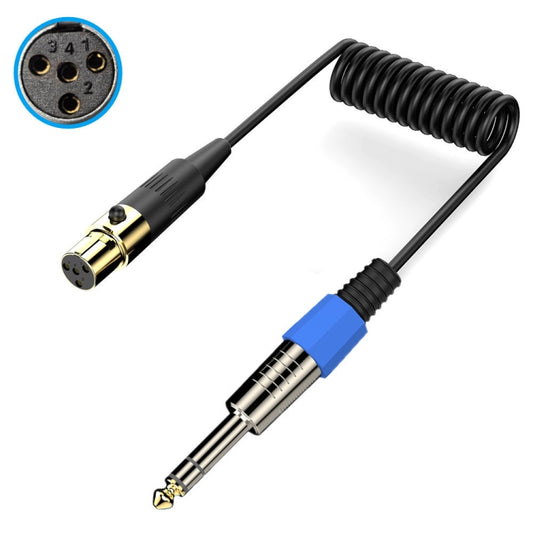 Mini 4 Pin XLR to 6.35mm Stereo Microphone Aux Audio Cable Coiled Adapter Cable, Length: 0.5m(Black) - Microphone Audio Cable & Connector by buy2fix | Online Shopping UK | buy2fix