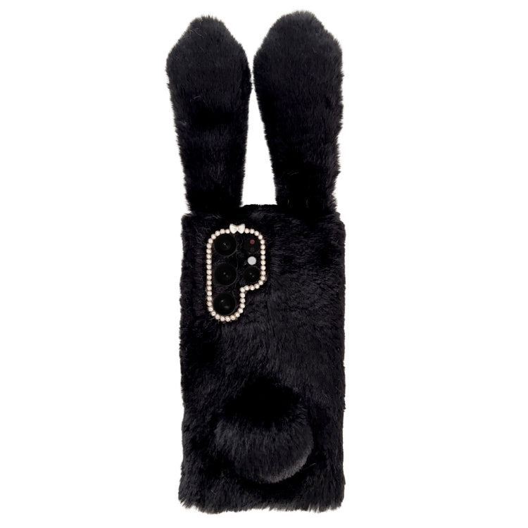 For Samsung Galaxy S25 Ultra 5G Cute Plush Rabbit TPU Phone Case(Black) - Galaxy S25 Ultra 5G Cases by buy2fix | Online Shopping UK | buy2fix