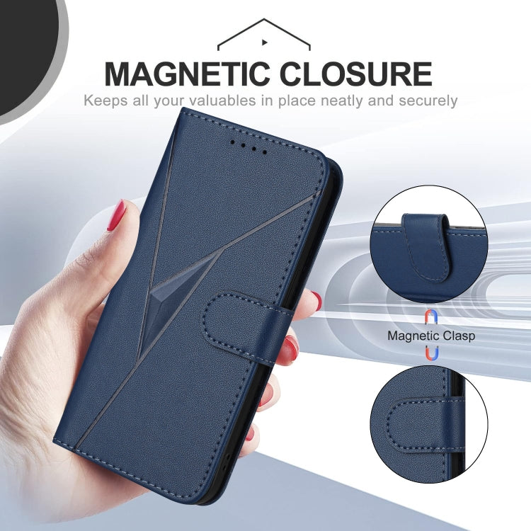 For OnePlus 11 Triangle Pattern Buckle Clasp Leather Phone Case(Royal Blue) - OnePlus Cases by buy2fix | Online Shopping UK | buy2fix